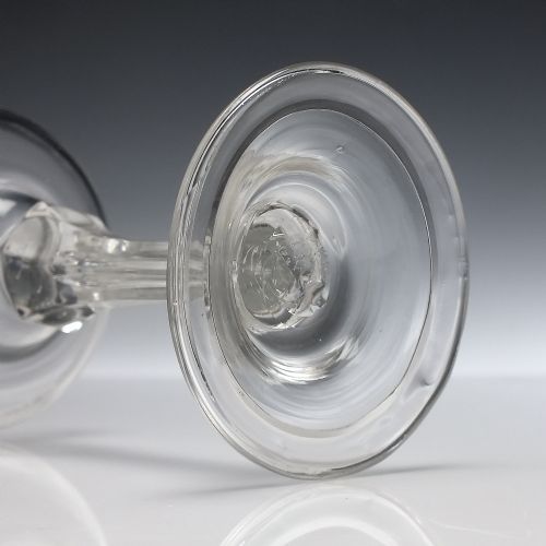 RARE 18TH CENTURY PEDESTAL STEM SAUCER TOP CHAMPAGNE GLASS C1740 - ADDITIONAL PHOTO 6