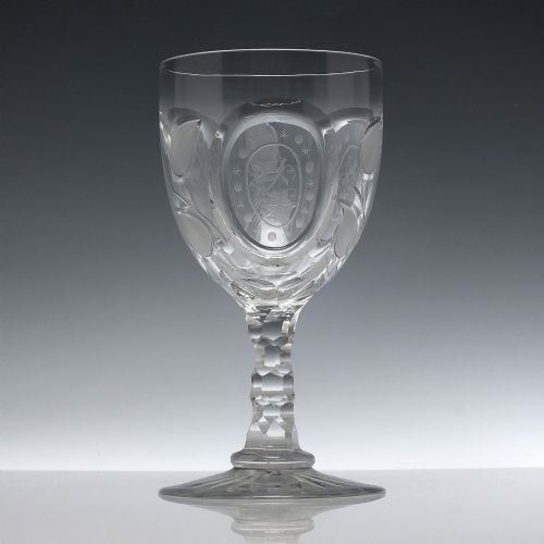 PAIR OF ENGRAVED 19TH CENTURY RICHARDSON STOURBRIDGE GLASS WINE GOBLETS C1880 - ADDITIONAL PHOTO 1