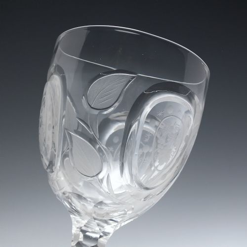PAIR OF ENGRAVED 19TH CENTURY RICHARDSON STOURBRIDGE GLASS WINE GOBLETS C1880 - ADDITIONAL PHOTO 3