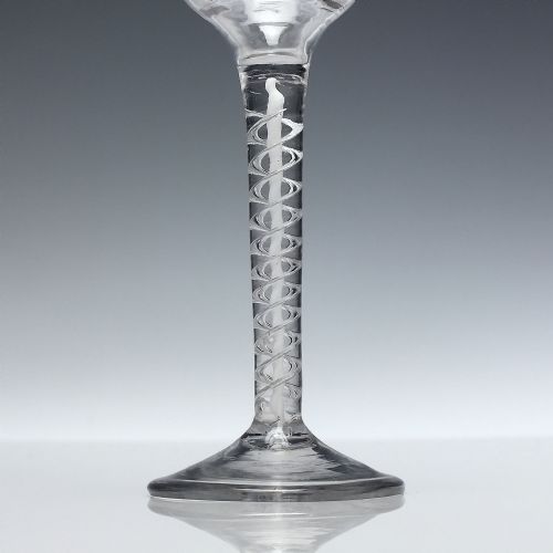 RARE PAIR 18TTH CENTURY MERCURY MIXED TWIST WINE GLASSES C1755 - ADDITIONAL PHOTO 1