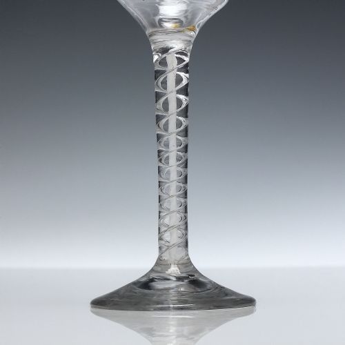 RARE PAIR 18TTH CENTURY MERCURY MIXED TWIST WINE GLASSES C1755 - ADDITIONAL PHOTO 2