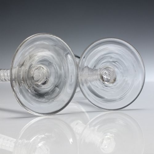 RARE PAIR 18TTH CENTURY MERCURY MIXED TWIST WINE GLASSES C1755 - ADDITIONAL PHOTO 7