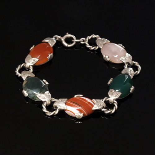 scottish silver agate bracelet c1920 - CATEGORY: ANTIQUE JEWELLERY - DATED 1920