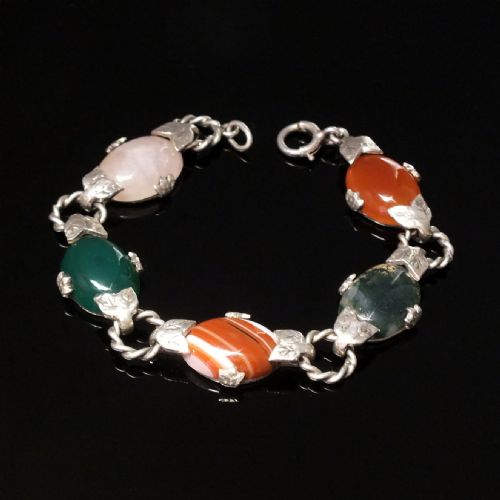 SCOTTISH SILVER AGATE BRACELET C1920 - ADDITIONAL PHOTO 1