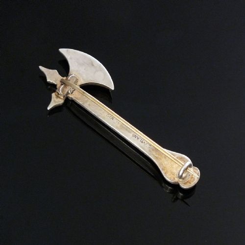 VICTORIAN SCOTTISH SILVER AGATE AXE BROOCH C1900 - ADDITIONAL PHOTO 2