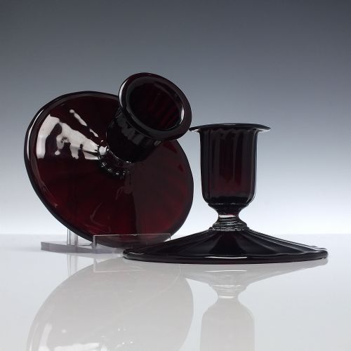 pair antique italian salviati bed chamber red glass candlesticks c1900 - CATEGORY: ANTIQUE LIGHTING - DATED 1900