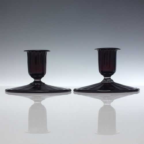 PAIR ANTIQUE ITALIAN SALVIATI BED CHAMBER RED GLASS CANDLESTICKS C1900 - ADDITIONAL PHOTO 1