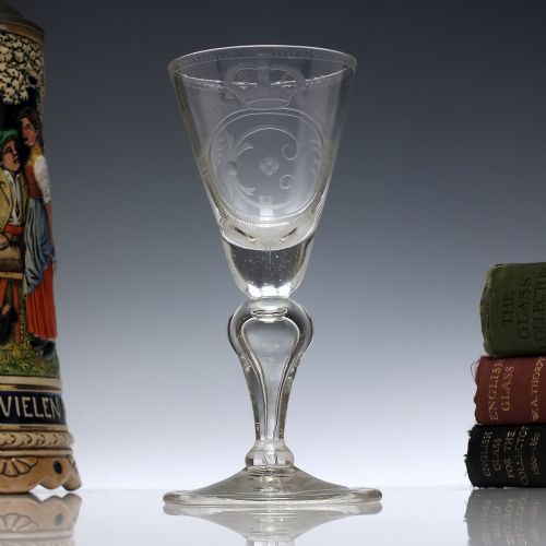 18th century saxon engraved wine glass c1750 - CATEGORY: ANTIQUE GLASS - DATED GEORGIAN