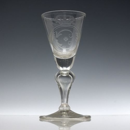 18TH CENTURY SAXON ENGRAVED WINE GLASS C1750 - ADDITIONAL PHOTO 1