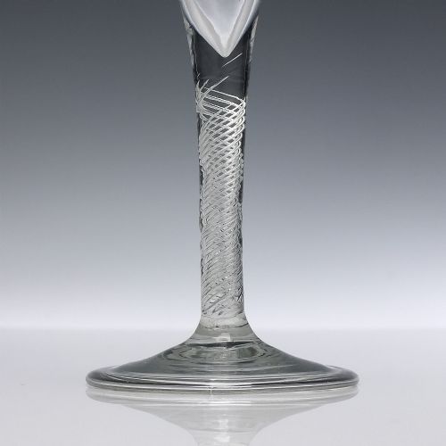 GEORGIAN AIR TWIST WINE GLASS WITH A FOLDED FOOT C1745 - ADDITIONAL PHOTO 1