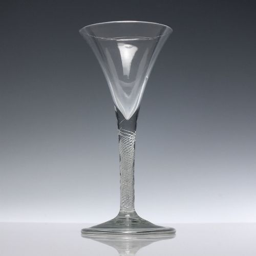 GEORGIAN AIR TWIST WINE GLASS WITH A FOLDED FOOT C1745 - ADDITIONAL PHOTO 2