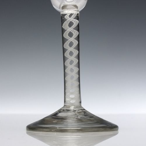 18TH CENTURY ENGRAVED SINGLE SERIES OPAQUE TWIST WINE GLASS C1760 - ADDITIONAL PHOTO 2