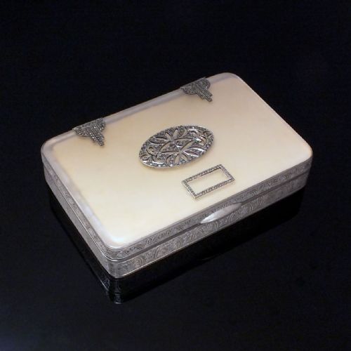 ART DECO SEARLE CO MIRRORED MARCASITE SILVER COMPACT 1927 - ADDITIONAL PHOTO 1
