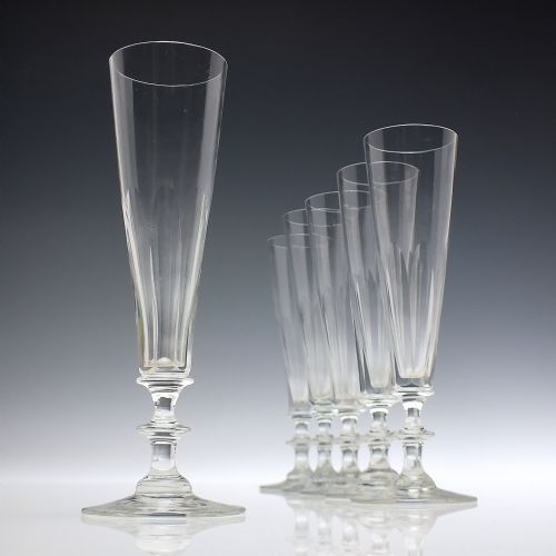 six edwardian champagne glass flutes c1910 - CATEGORY: ANTIQUE GLASS - DATED 1900