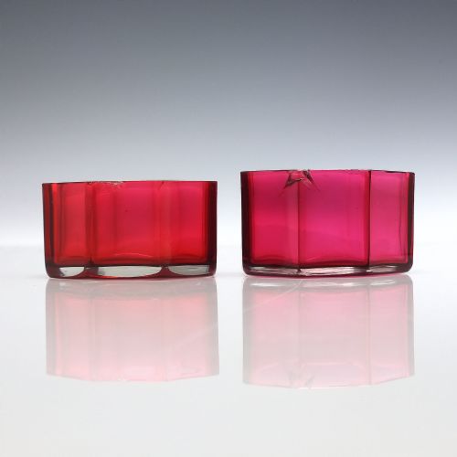PAIR OF 19TH CENTURY CRANBERRY GLASS SALTS IN SILVER PLATED FRAMES C1900 - ADDITIONAL PHOTO 7