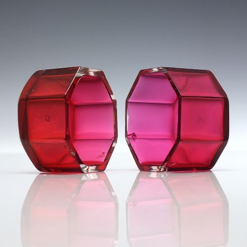 PAIR OF 19TH CENTURY CRANBERRY GLASS SALTS IN SILVER PLATED FRAMES C1900 - ADDITIONAL PHOTO 8