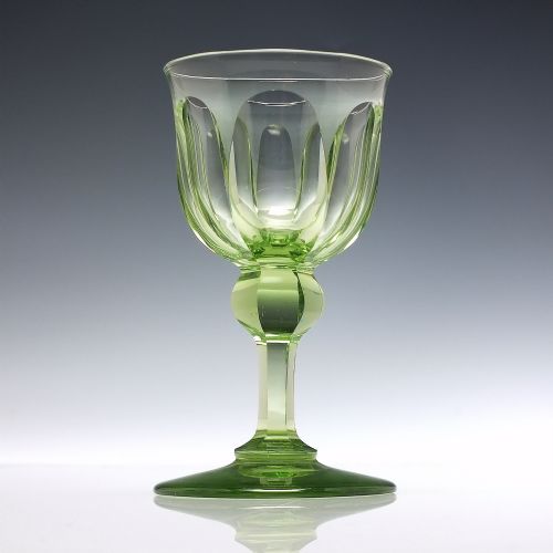 PAIR ANTIQUE RICHARDSON GREEN WINE GLASSES C1840 - ADDITIONAL PHOTO 1