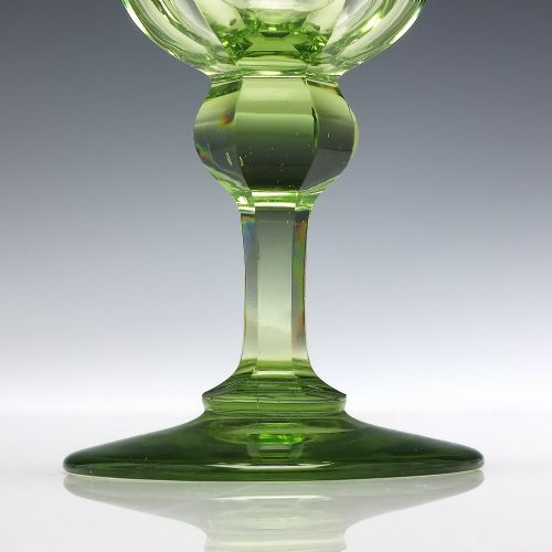 PAIR ANTIQUE RICHARDSON GREEN WINE GLASSES C1840 - ADDITIONAL PHOTO 2