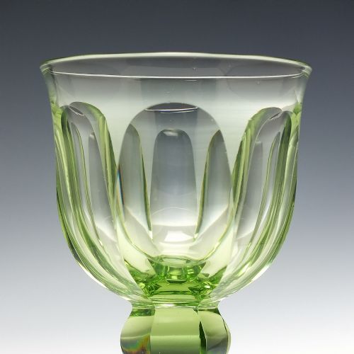 PAIR ANTIQUE RICHARDSON GREEN WINE GLASSES C1840 - ADDITIONAL PHOTO 3
