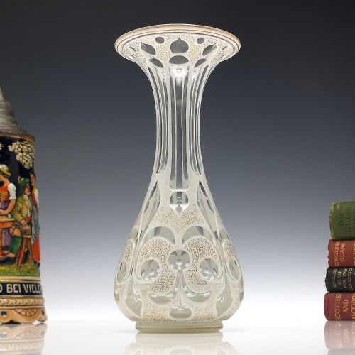 large victorian white cased and gilded glass vase c1860 - CATEGORY: ANTIQUE GLASS - DATED 1860