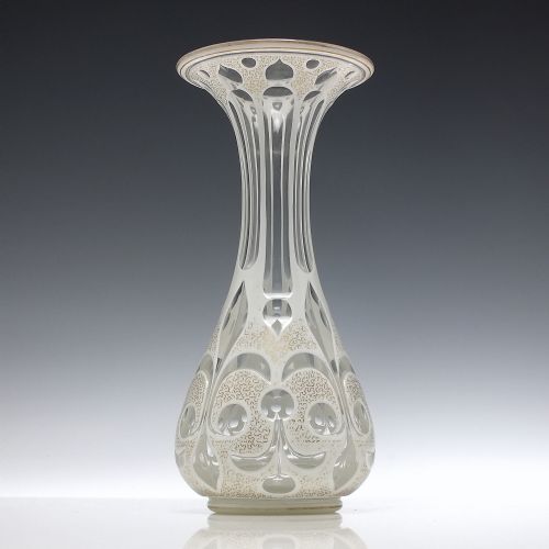 LARGE VICTORIAN WHITE CASED AND GILDED GLASS VASE C1860 - ADDITIONAL PHOTO 1