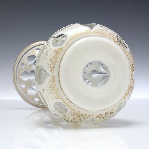 LARGE VICTORIAN WHITE CASED AND GILDED GLASS VASE C1860 - ADDITIONAL PHOTO 5