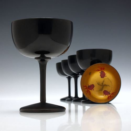 six chinese lacquer cocktail or champagne c1920 - CATEGORY: ANTIQUE GLASS - DATED 1920