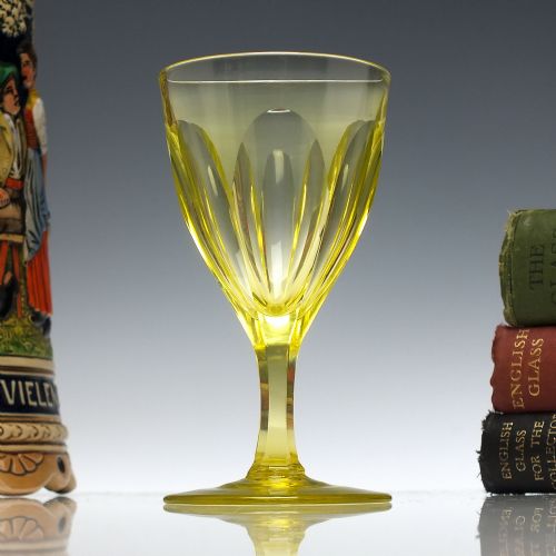 victorian vaseline wine glass c1860 - CATEGORY: ANTIQUE GLASS - DATED 1860