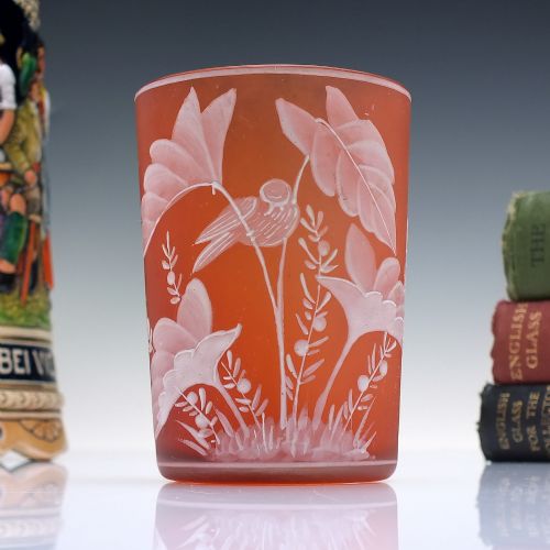 victorian enamelled glass tumbler c1880 - CATEGORY: ANTIQUE GLASS - DATED 1880