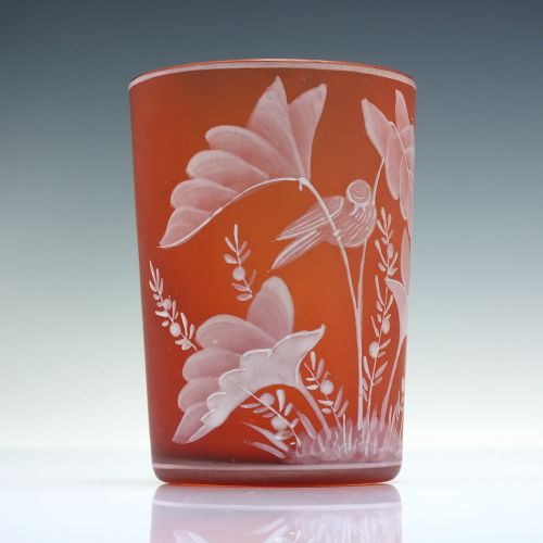 VICTORIAN ENAMELLED GLASS TUMBLER C1880 - ADDITIONAL PHOTO 1