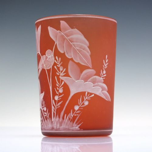 VICTORIAN ENAMELLED GLASS TUMBLER C1880 - ADDITIONAL PHOTO 2