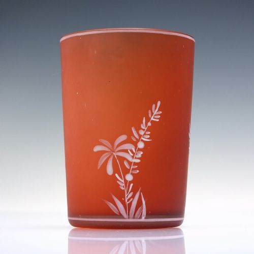 VICTORIAN ENAMELLED GLASS TUMBLER C1880 - ADDITIONAL PHOTO 3