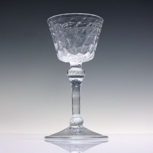 18TH CENTURY NUT MOULDED LIEGE WINE GLASS C1720 - ADDITIONAL PHOTO 1