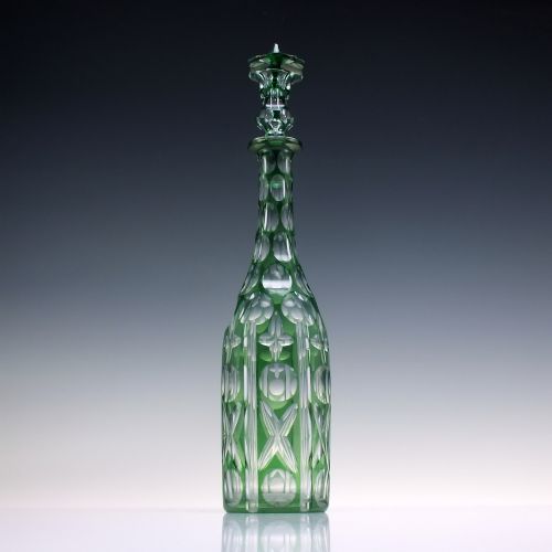 VICTORIAN HARLEQUIN BLUE RED GREEN GLASS DECANTERS IN ROSEWOOD STAND C1870 - ADDITIONAL PHOTO 7