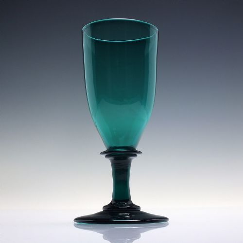 RARE PAIR GEORGIAN EMERALD GREEN ALE GLASSES C1820 - ADDITIONAL PHOTO 1