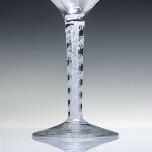GEORGIAN WAISTED OGEE BOWL OPAQUE TWIST WINE GLASS C1760 - ADDITIONAL PHOTO 2