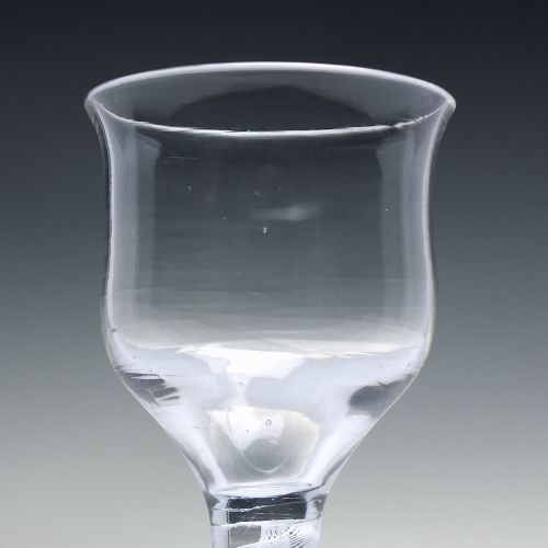 GEORGIAN WAISTED OGEE BOWL OPAQUE TWIST WINE GLASS C1760 - ADDITIONAL PHOTO 3