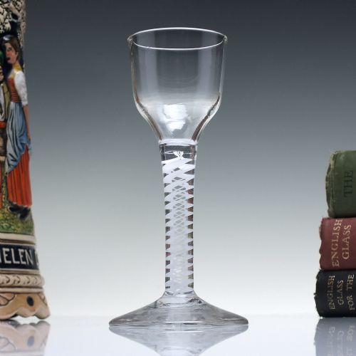 18th century opaque twist wine glass c1760 - CATEGORY: ANTIQUE GLASS - DATED 1750