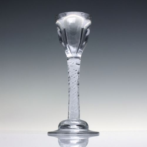 RARE 18TH CENTURY OPAQUE TWIST TOASTMASTER GLASS ON DOMMED FOOT C1760 - ADDITIONAL PHOTO 2
