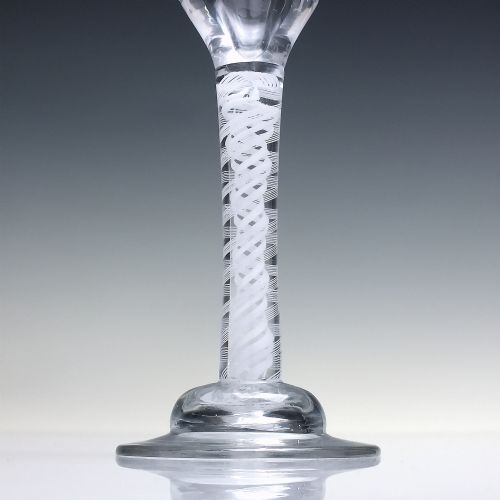 RARE 18TH CENTURY OPAQUE TWIST TOASTMASTER GLASS ON DOMMED FOOT C1760 - ADDITIONAL PHOTO 4