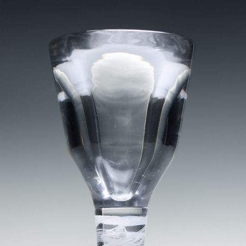 RARE 18TH CENTURY OPAQUE TWIST TOASTMASTER GLASS ON DOMMED FOOT C1760 - ADDITIONAL PHOTO 5