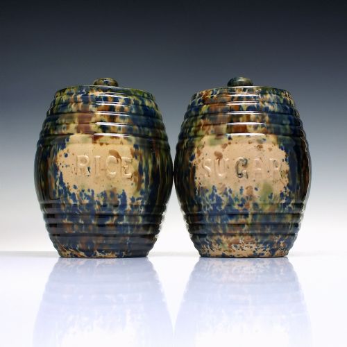 two victorian scottish pottery storage barrel jars with lids c1890 - CATEGORY: ANTIQUE CERAMICS - DATED 1890