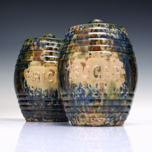 TWO VICTORIAN SCOTTISH POTTERY STORAGE BARREL JARS WITH LIDS C1890 - ADDITIONAL PHOTO 3