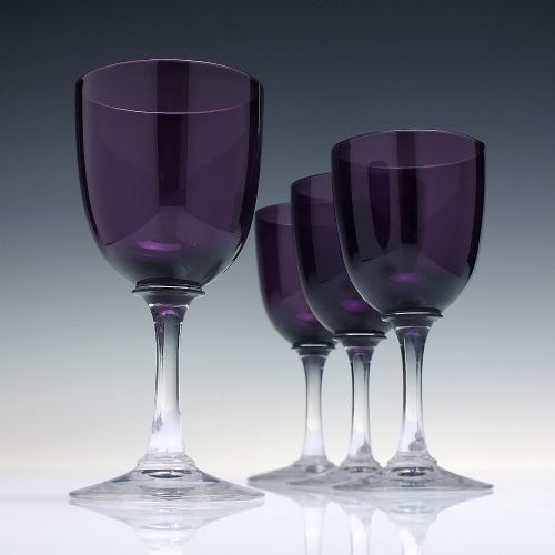 four victorian amethyst wine glasses c1880 - CATEGORY: ANTIQUE GLASS - DATED VICTORIAN