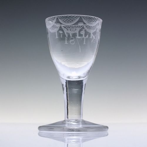 18TH CENTURY ENGRAVED DRAM GLASS C1780 - ADDITIONAL PHOTO 1