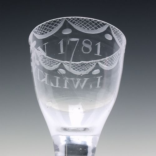 18TH CENTURY ENGRAVED DRAM GLASS C1780 - ADDITIONAL PHOTO 3