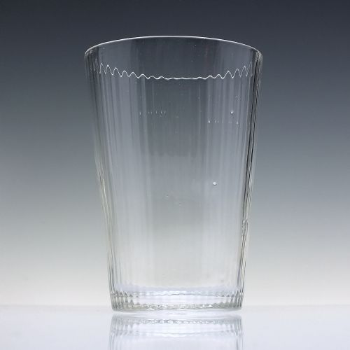 19th century full rib moulded pint tumbler c1850 - CATEGORY: ANTIQUE GLASS - DATED 1850