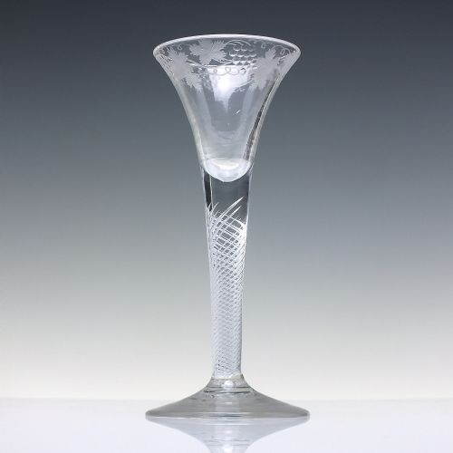GEORGIAN ENGRAVED AIR TWIST WINE GLASS C1750 - ADDITIONAL PHOTO 1