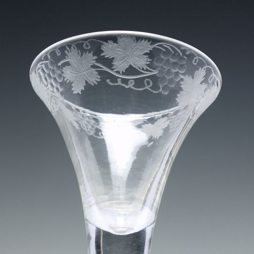 GEORGIAN ENGRAVED AIR TWIST WINE GLASS C1750 - ADDITIONAL PHOTO 3