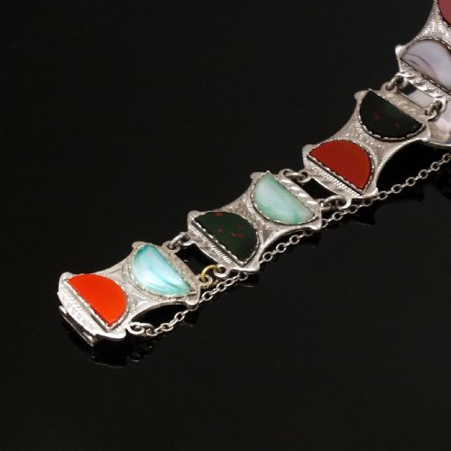 SCOTTISH WARD BROTHERS SILVER AGATE BRACELET GLASGOW 1953 - ADDITIONAL PHOTO 3